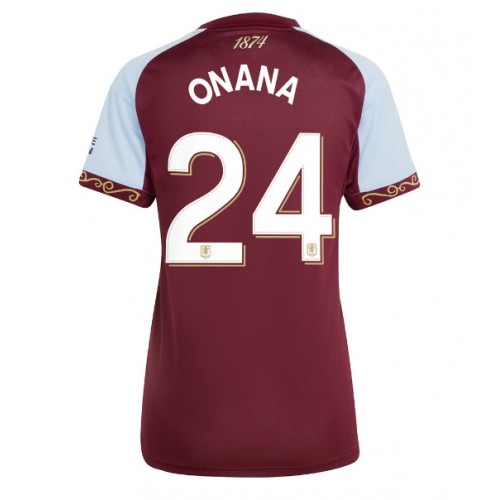 Stroje piłkarskie Aston Villa Amadou Onana #24 Koszulka Podstawowej dla damskie 2025-26 Krótki Rękaw